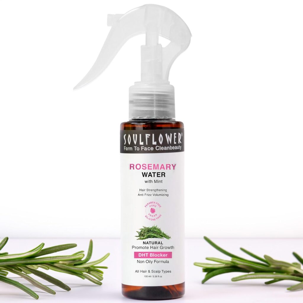 Soulflower Rosemary Water Spray for Hair Growth | Niacinamide & Mint | Hair Regrowth Spray | Instant Shine | Strengthens Hair Roots & Strand | Anti Hair Fall Cooling & Relaxing | All Hair Types 100ml