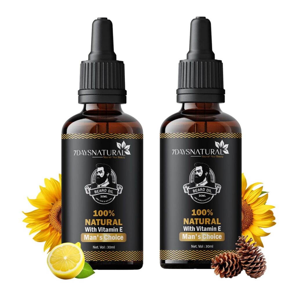 7DAYSNATURAL Beard Oil Hair Growth Oil | Natural Hair Oil for Thicker & Longer Beard | Beard Oil for Uneven | Patchy & Fast Beard Growth(30 Ml)(Pack of 2)