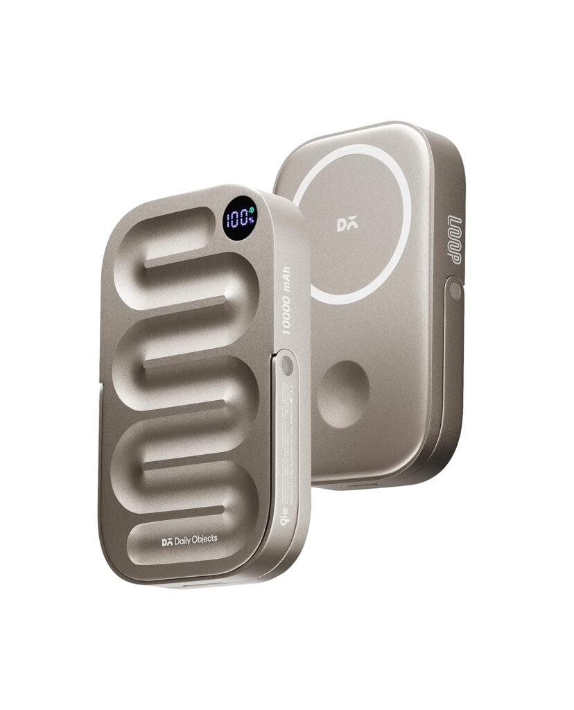 DailyObjects Loop Qi2 Certified 10000 Mah Mag-Safe Compatible Aluminium Wireless Power Bank|Fast Charging| Compatible with Samsung/OnePlus/iPhone 12/13/14/15/16/Pro Max | Pocket Size - Titanium