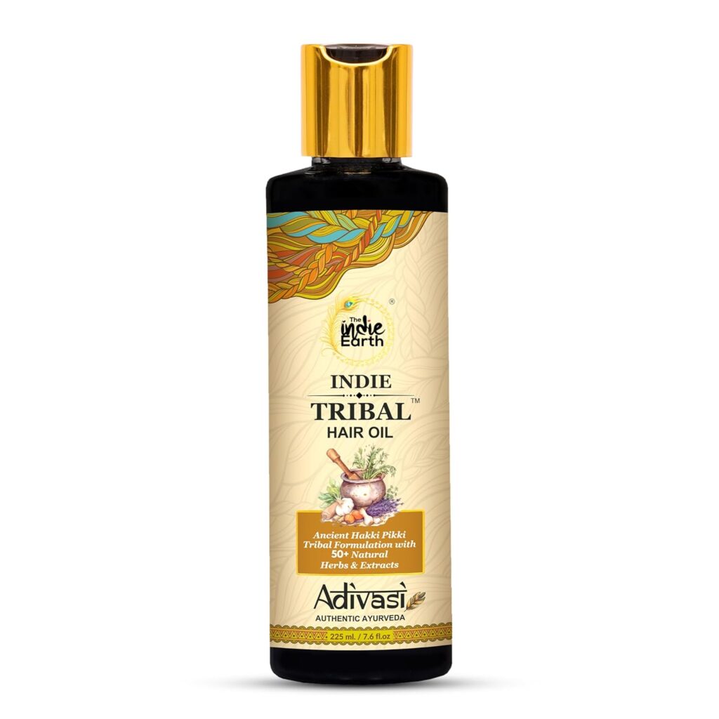 The Indie Earth Indie Tribal (Adivasi) Hair Oil Based On Hakki Pikki Tribe's Hair Care Formula With 50+ Potent Ingredients Including Moringa, Bhringraj, Hibiscus, Heena, Blackseed & Rosemary Oil