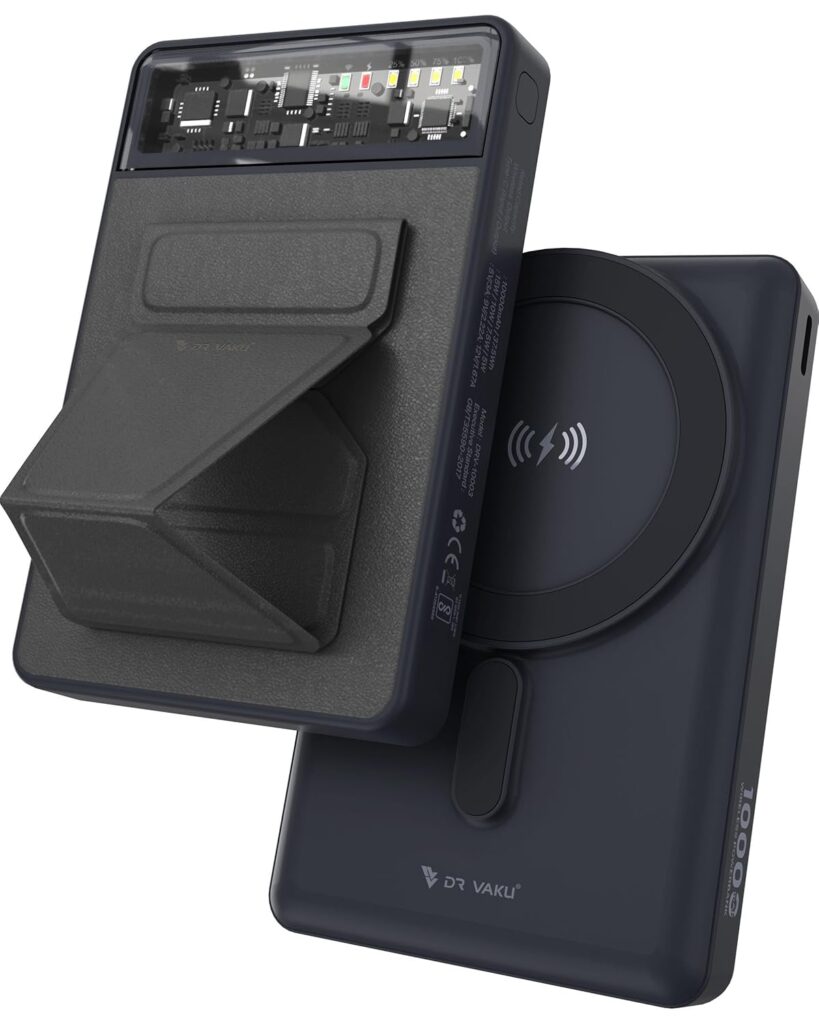 DR VAKU® 10000mAh Magnetic Wireless Power Bank Maxen Magpro for iPhone 15/14/13/12 Series Type C Fast Charging Lithium Polymer Battery (Input & Output) 15w Wireless & Mag-Safe - Black