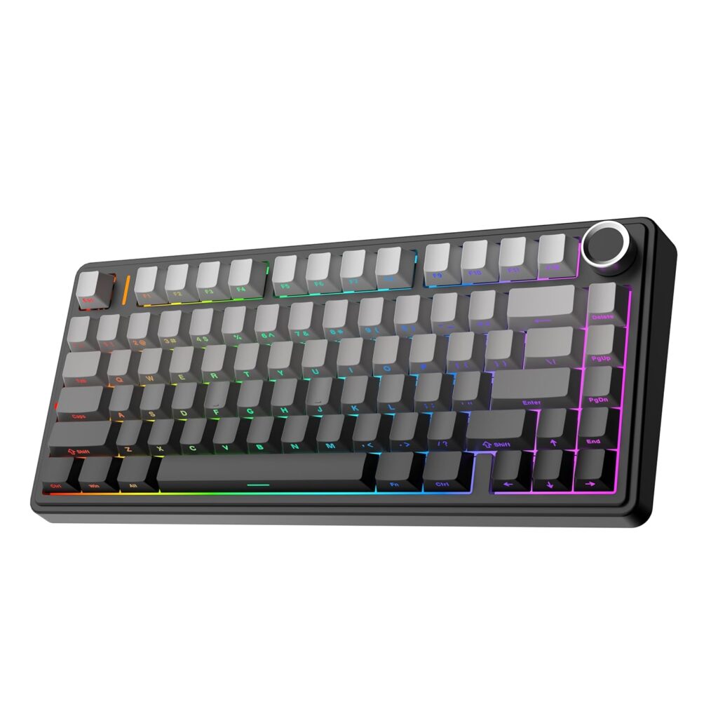 EPOMAKER x Aula F75 Gaming Keyboard Gasket Mechanical Keyboard with 5 Layer Pad & Knob 75% Wireless Hot Swappable Bluetooth/2.4GHz/USB-C RGB (Black Gradient, LEOBOG Reaper Switch)