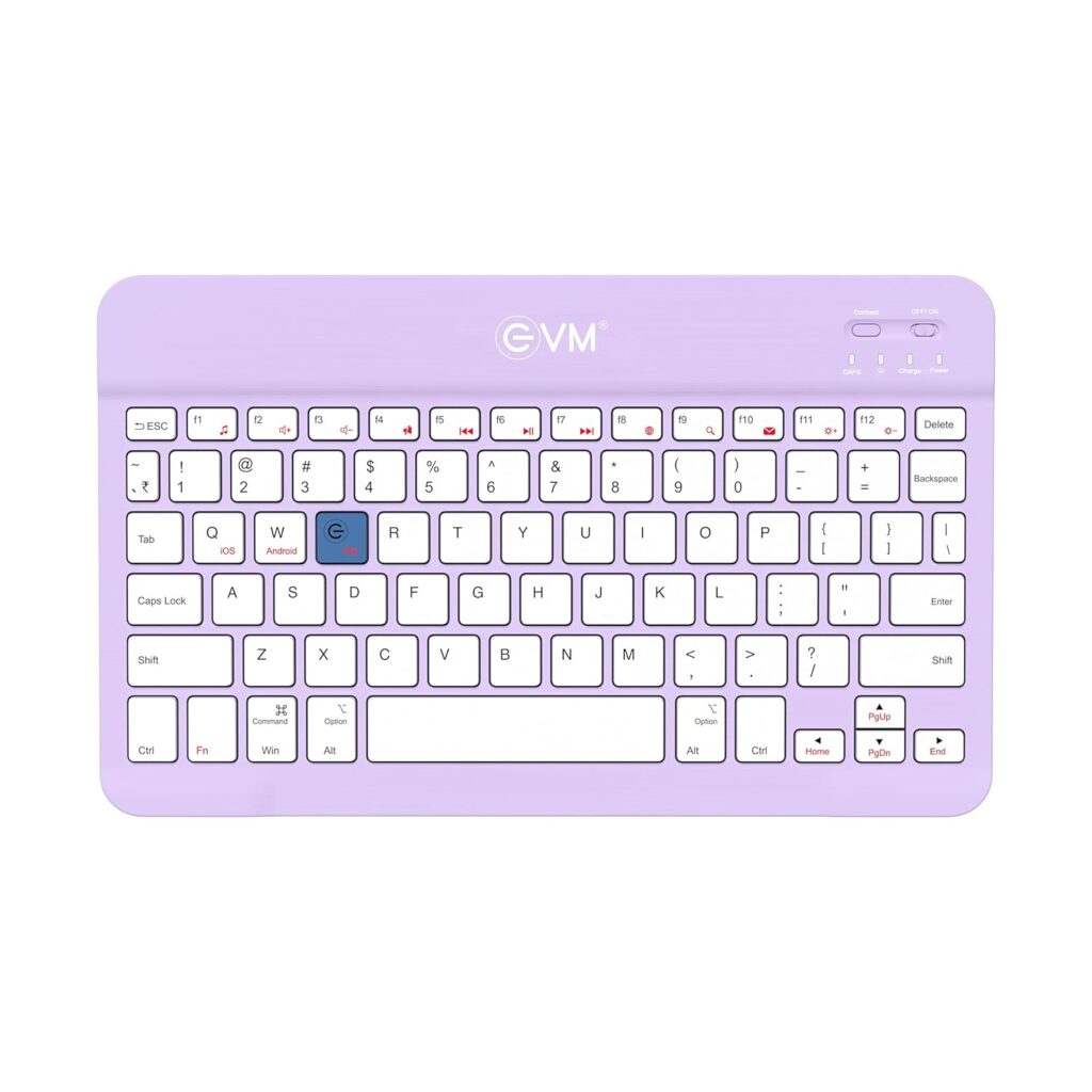 EVM EnEdge 9.7 inch Wireless Rechargeable Keyboard - Bluetooth 5.0 with Type-C Interface, Ultra-Slim & Lightweight, Compatible with Tablets, Smartphones 1 Year Warranty (WLKM-Purple)