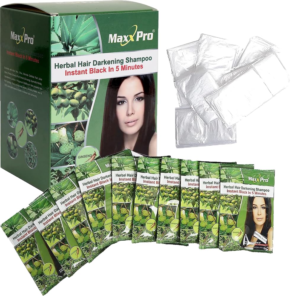 MAXXPRO Hair Color Shampoo (Natural Black) for Men & Women Long-Lasting Colour No Harsh Chemical (PACK OF 10)