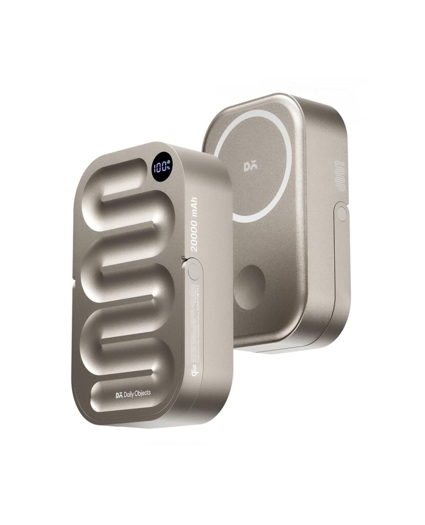 DailyObjects Loop Qi2 Certified Mag-Safe Compatible Aluminium Wireless Power Bank | 20000 Mah|Fast Charging| Compatible with Samsung/OnePlus/iPhone 12/13/14/15/16/Pro Max | Sleek & Light - Titanium