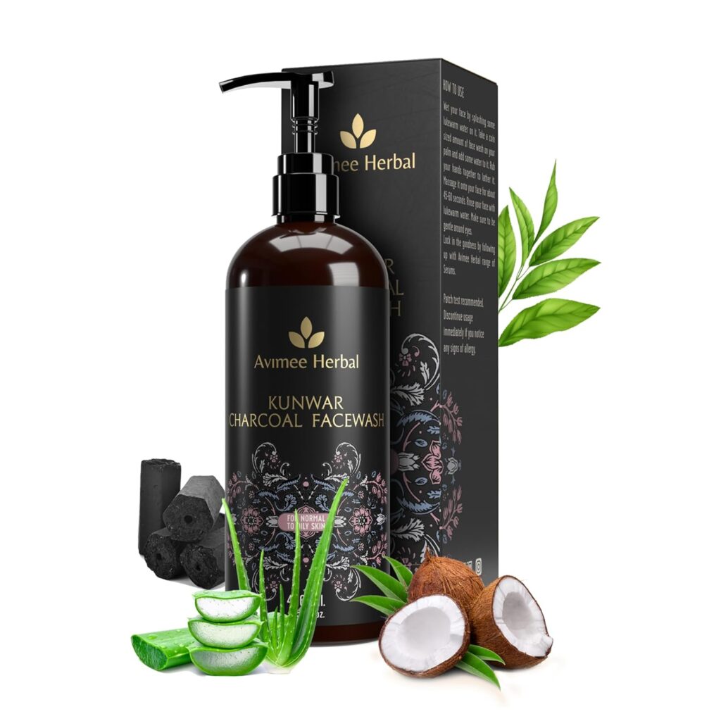 Avimee Herbal Kunwar Charcoal Face Wash I For Oil & Dust Free Skin That Glows From Within | Deep Cleaning With Activated Charcoal & Neem Extracts | 400 ml