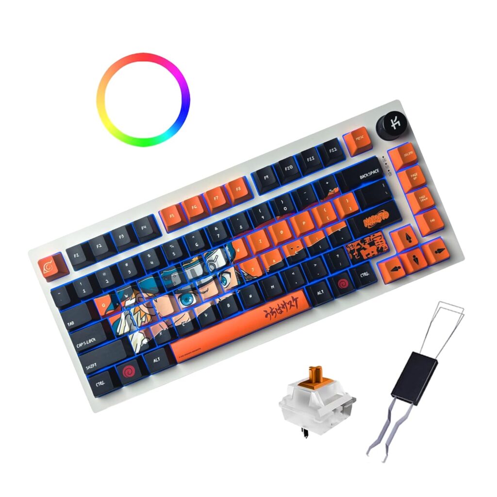 Kreo Swarm 75% Gasket Mounted Wireless Mechanical Gaming Keyboard Bluetooth/2.4GHz, Hot-Swappable Pre-Lubed Switches, Double Shot PBT Keycaps, Customizable (GTMX Sense, Naruto)