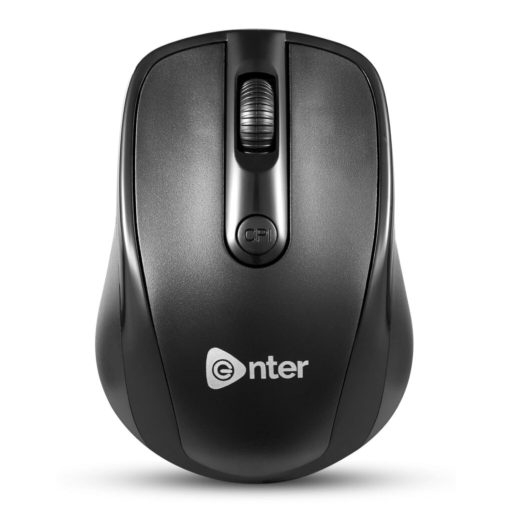 Enter Clickmate Wireless Mouse, 2.4 Ghz with USB Nano Receiver, 1600 Adjustable DPI Optical Tracking, Compatible with PC & Laptop (Black)