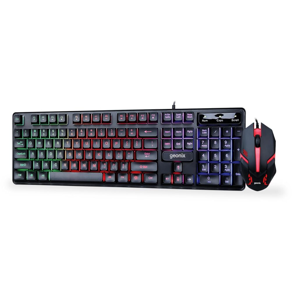 Geonix Cruiser CX2 Wired Keyboard and Mouse Gaming Combo with Stunning ARGB Lights, Superior Membrane, Upto 1200 DPI, PVC Cable, Advanced Sensor (Black)