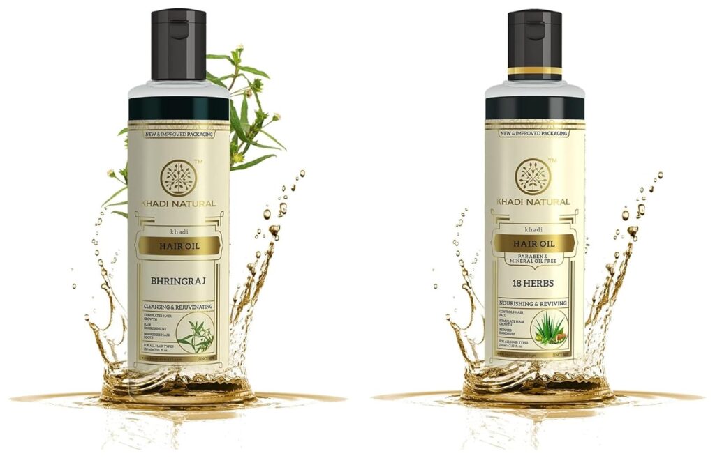 Khadi Natural Bhringraj Hair Oil For Controlling Hair Fall, Paraben & Silicone-Free 210ml Ayurvedic 18 Herbs Hair Oil, 210mlRepairs dry scalp Paraben and Mineral Oil Free