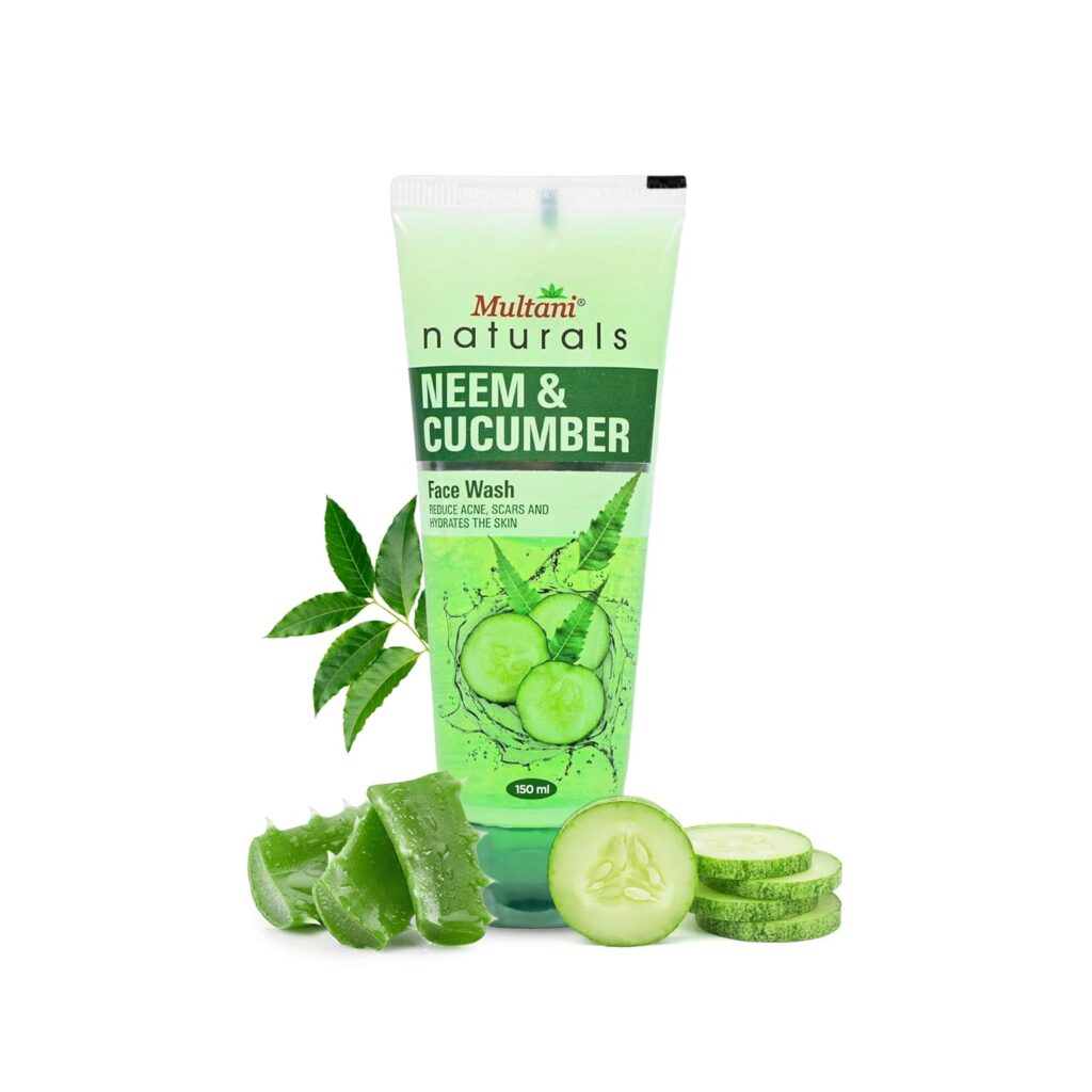 Multani Naturals Neem & Cucumber Face Wash | Smooth & Refreshing | Neem helps control pimples | Aloe Vera hydrates | For Men & Women | 150 ml