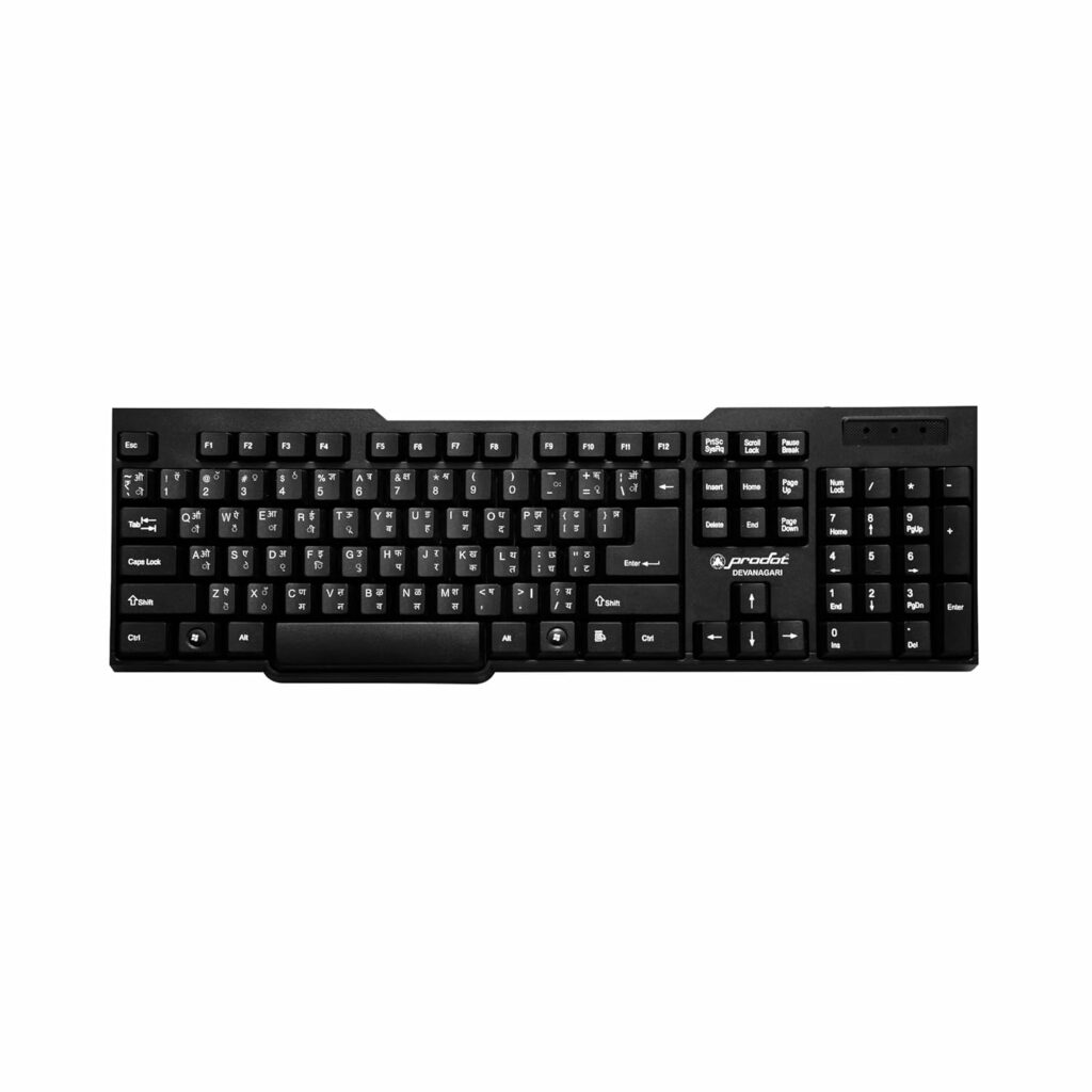 ProDot ProSeries Wired Keyboard with Rupees Symbol | Hindi Devanagari | Made in India | Ergonomic, Spill Resistant Design | 104 Keys | 10M Key Life | 1 Year Warranty | Works with Windows, iOS, Linux
