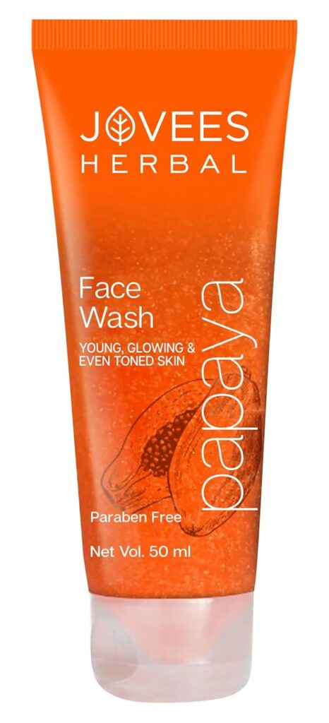 Jovees Herbal Papaya Face Wash For Glowing and Clear Skin with Papaya & Bilberry fruit Ext | Gentle Cleanser For Brightens Skin, Removes Pigmentation & Dark Spots | Suitable For All Skin Types - 50ml