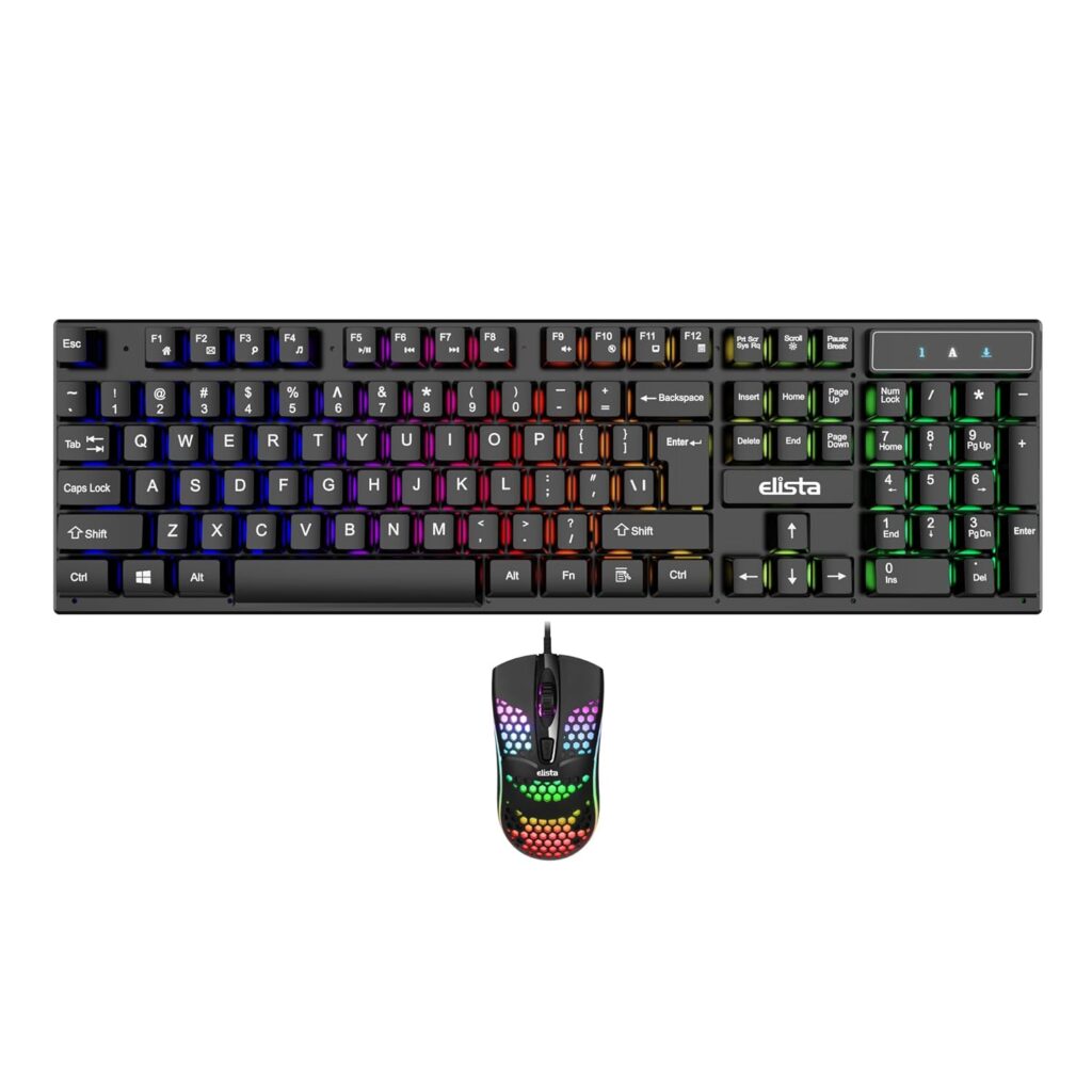 Elista Keyboard & Mouse Combo | Wired USB 2.0 | Suspension key Cap | RGB Backlit Keyboard |