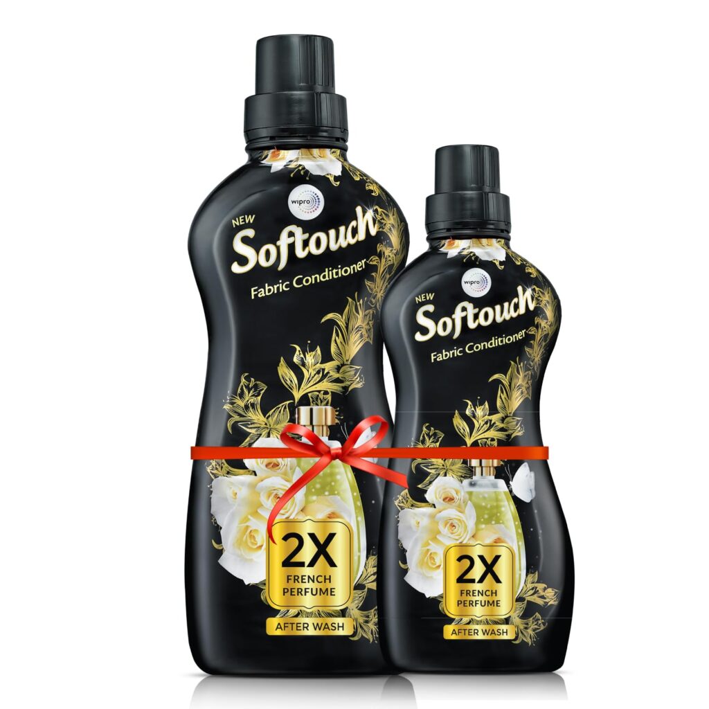 Softouch 2X French Perfume 800+210ml Fabric Conditioner with French Rose & Jasmine| After Wash Liquid Fabric Softener with Long-Lasting Fragrance| Suitable for All Clothes