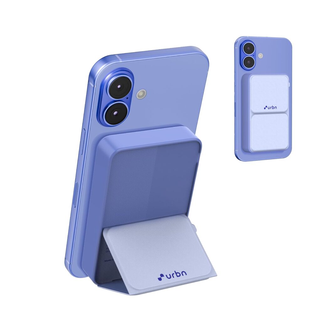 URBN 10000 mAh Stand Magsafe Power Bank with Foldable Stand | 15W Fast Wireless Charging | Strong Magnetic Hold | Type C Input/Output | Pass Through Charging | MagTag Ring Included | (Ultra Marine)