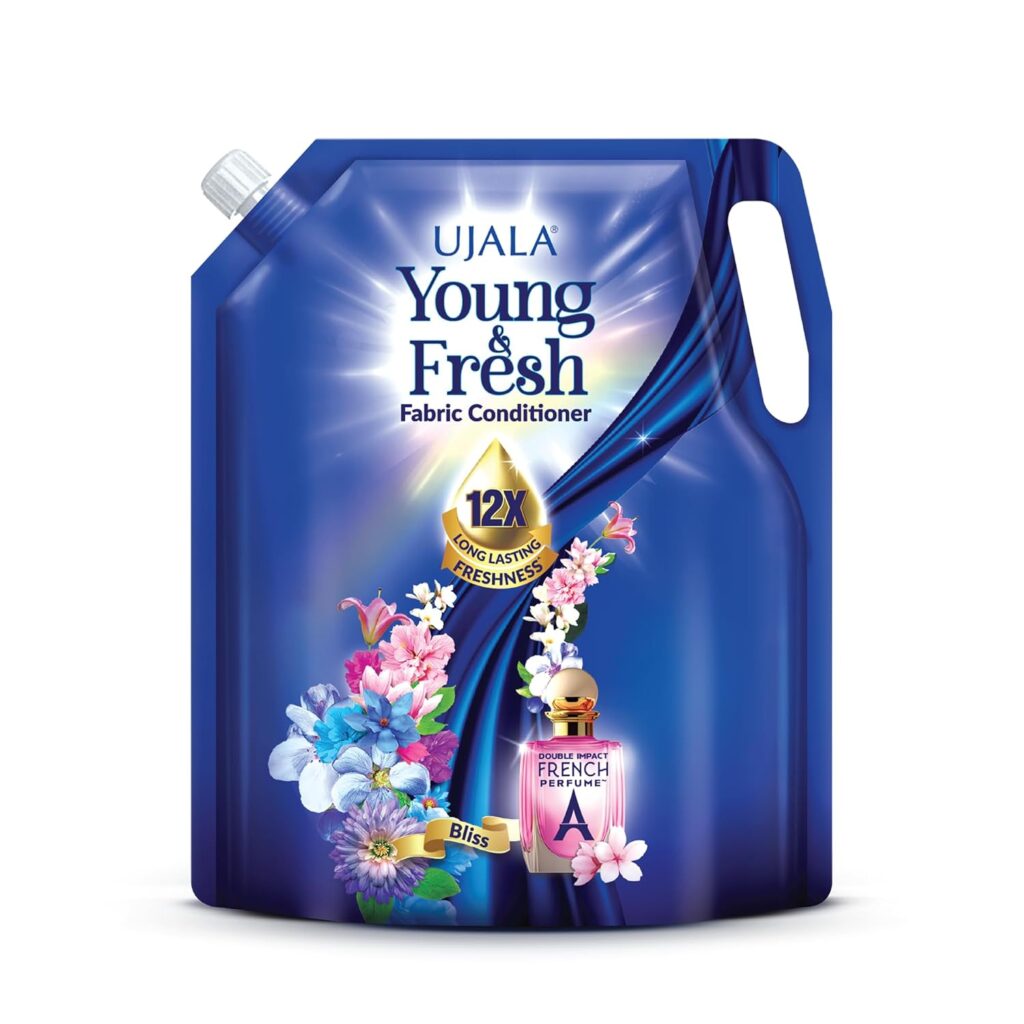 UJALA Young & Fresh Fabric Conditioner - 2L Pouch [ Bliss ] | After Wash Fabric Conditioner with Long-Lasting Fragrance | Powered with French Perfume | for Bucket Wash and Machine Wash,Liquid