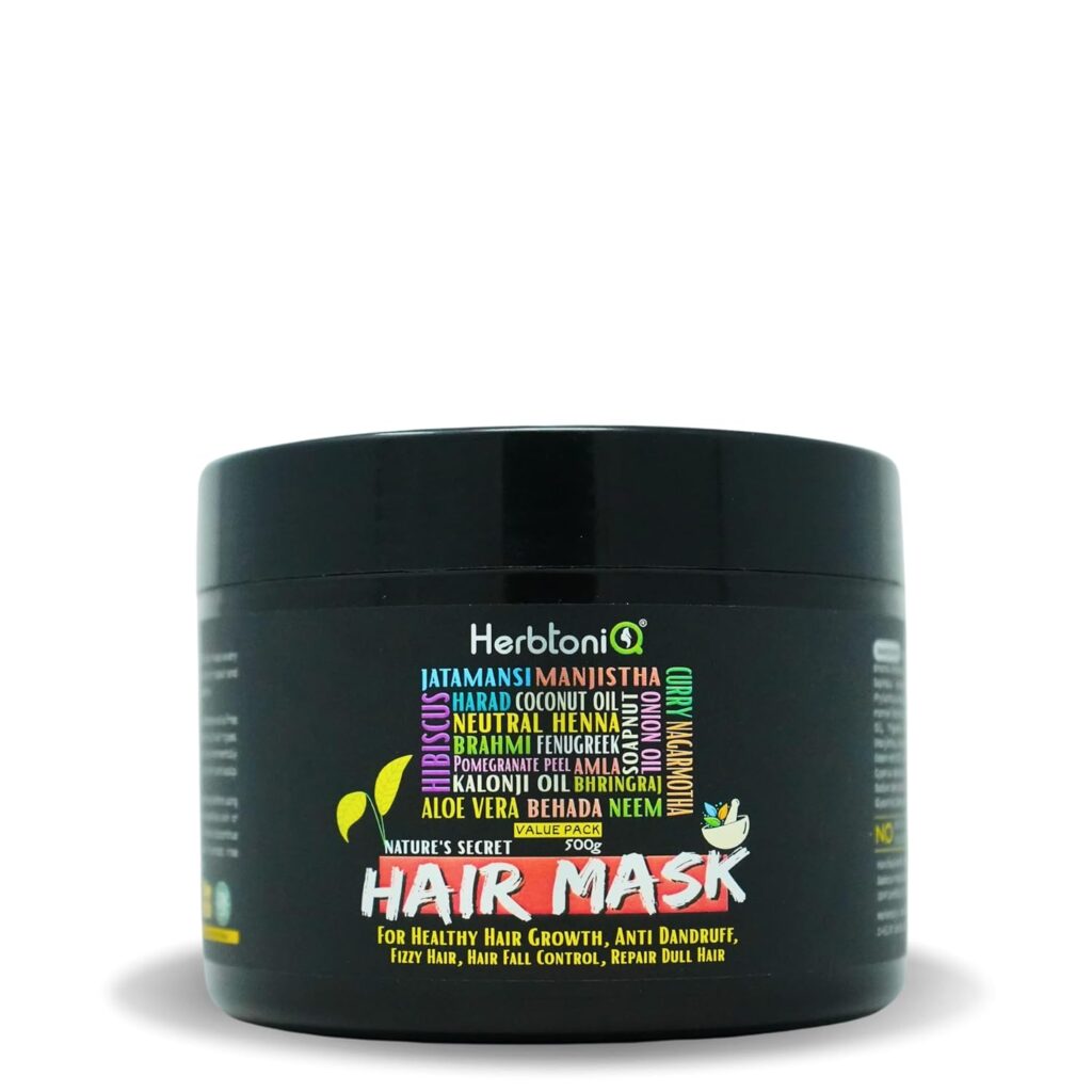 Herbtoniq Natural Hair Mask for Hair Growth, Fall Control, Deep Conditioning and Smoothening - for Men and Women with Dry, Frizzy, Low Porosity Hair Care Pack - 500g