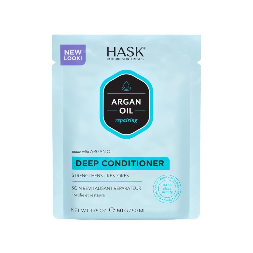 HASK Argan Oil Repairing Deep Conditioner Treatment Pack - 50 Gm | Restores & Smooths Dry, Damaged Hair | Sulfate & Paraben Free, 1 Count