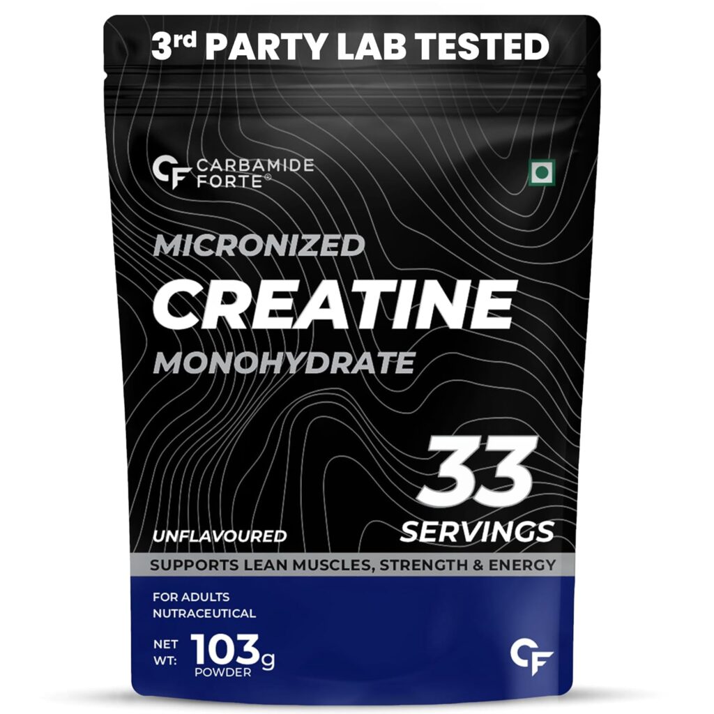 Carbamide Forte Creatine Mono hydrate Powder | Micronized Monohydrate Creatine 103g | Micronized Monohydrate Supplement for Lean Muscle, Strength & Energy - Unflavoured - 33 Servings - 103g