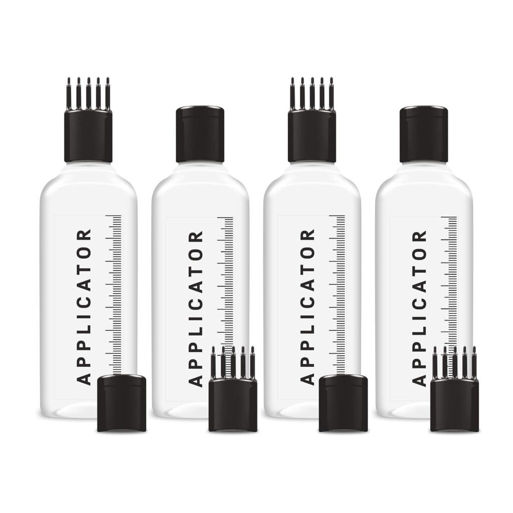 Chariot New York Hair Root Applicator Bottle with Comb Cap for Applying Hair Oil, Shampoo and Medicine (Pack of 4)