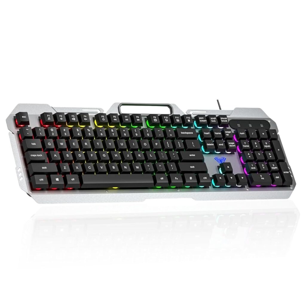 AULA F2023 / Anti-ghosting, Aluminium Body Membrane Wired USB Gaming Keyboard (Black)