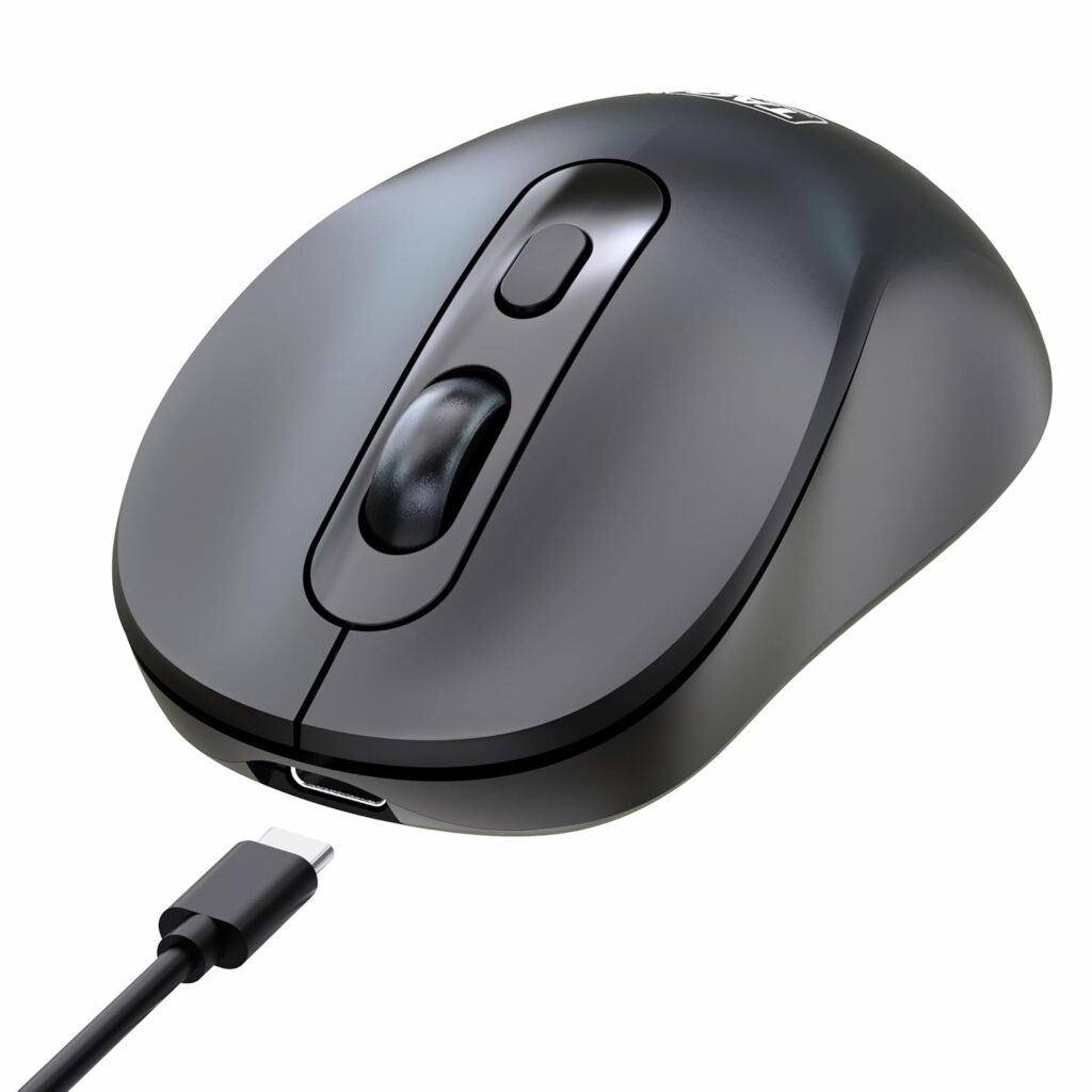 TAG WM900 Dual Mode Wireless Mouse – 2.4GHz & Bluetooth, Silent Click, Rechargeable Type-C, Adjustable DPI (800/1200/1600), 10m Range, 72H Battery, for Windows/Mac/iOS/Linux/Android – Black
