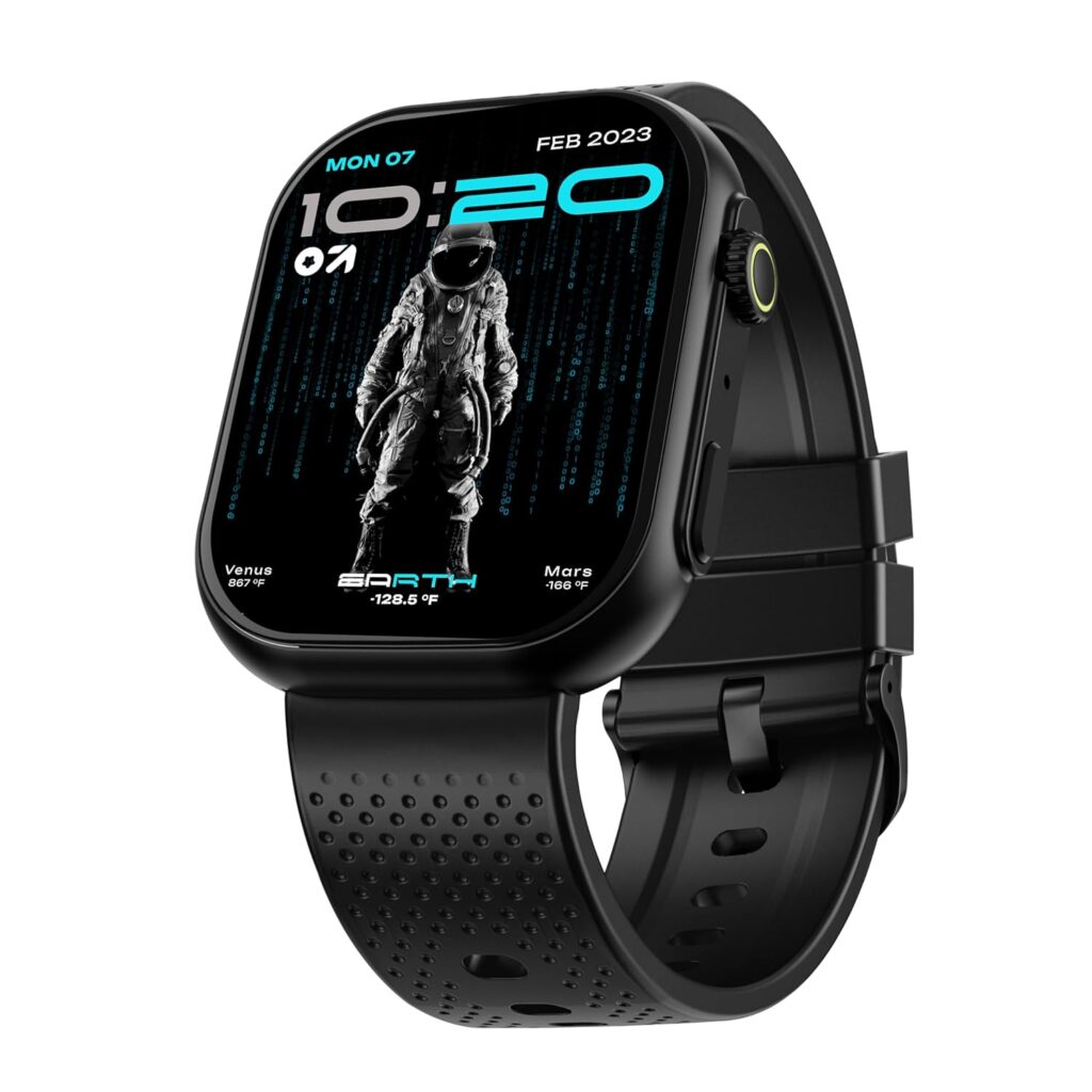 GOBOULT Newly Launched Drift Max Smartwatch 2.01'' HD Screen, BT Calling 5.2, 350 Nits Brightness, IP67, 150+ Watchfaces, 120+ Sports Modes, AI Voice Assistant, SpO2 Monitoring (Pure Black)