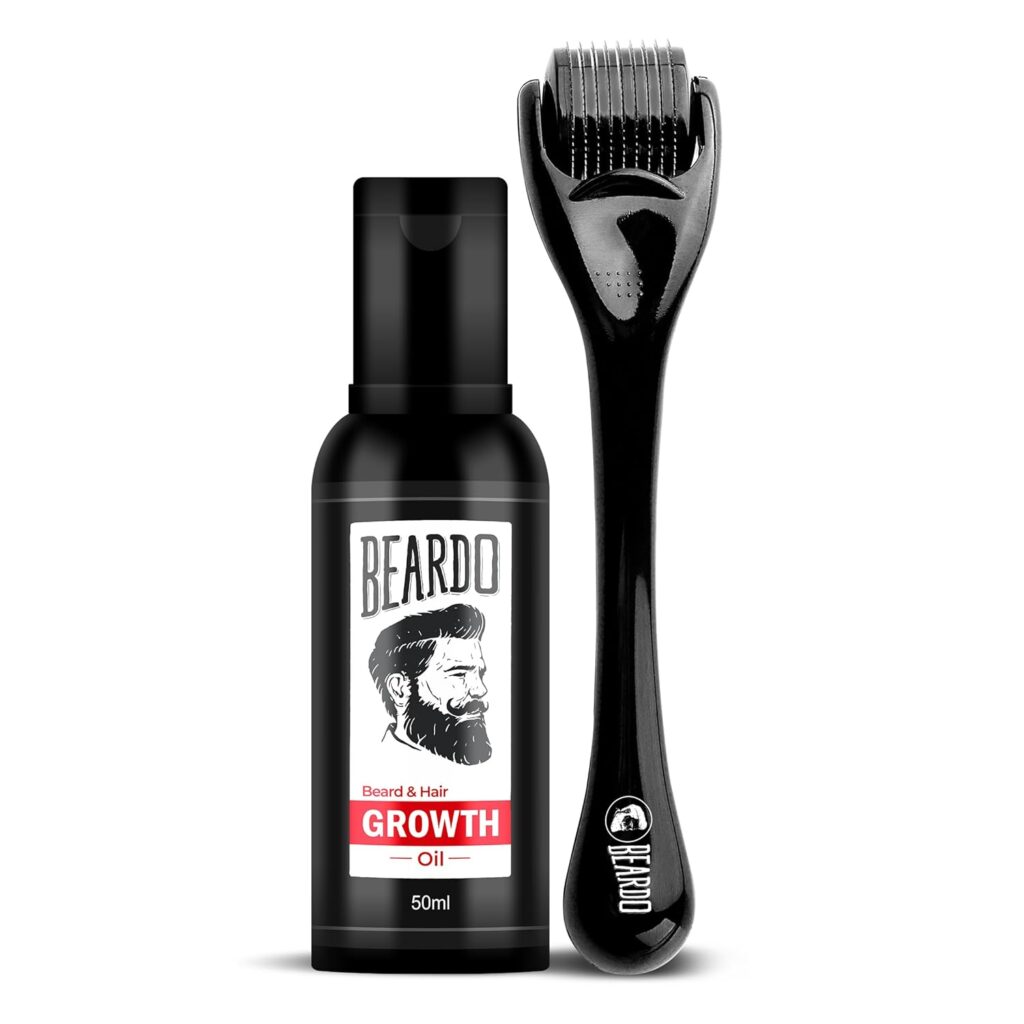 Beardo Beard & Hair Growth Oil 50ml & Derma Roller For Hair Growth 0.5 mm| Dermaroller | For Thicker & Longer Beard | Uneven, Patchy & Fast Beard Growth | For Stronger & Fuller Beard Hair