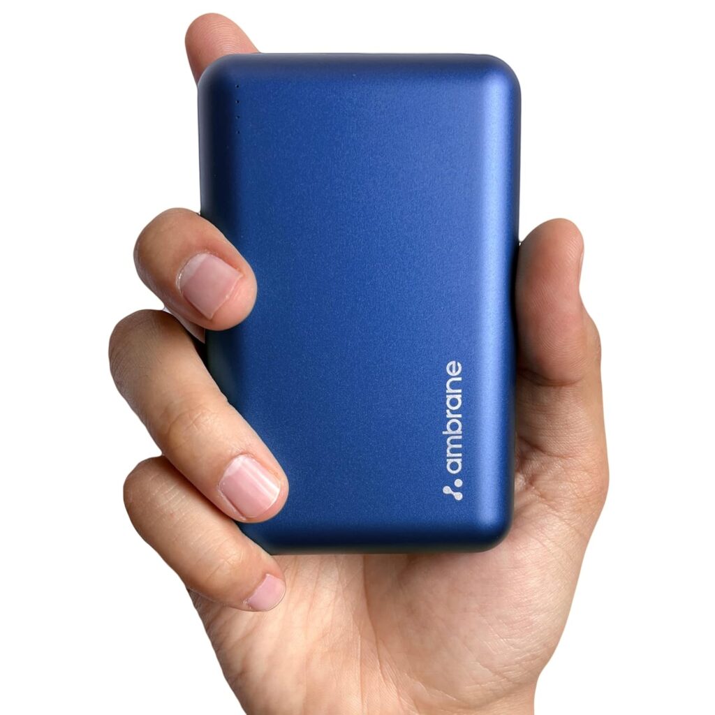 Ambrane 20000mAh Premium Metallic Nano Power Bank, 22.5W Super Fast Charging, Compact Pocket Size, Dual Type C & USB, Power Delivery PD & Quick Charge for iPhone, Smartphones (Powerlit XL, Blue)