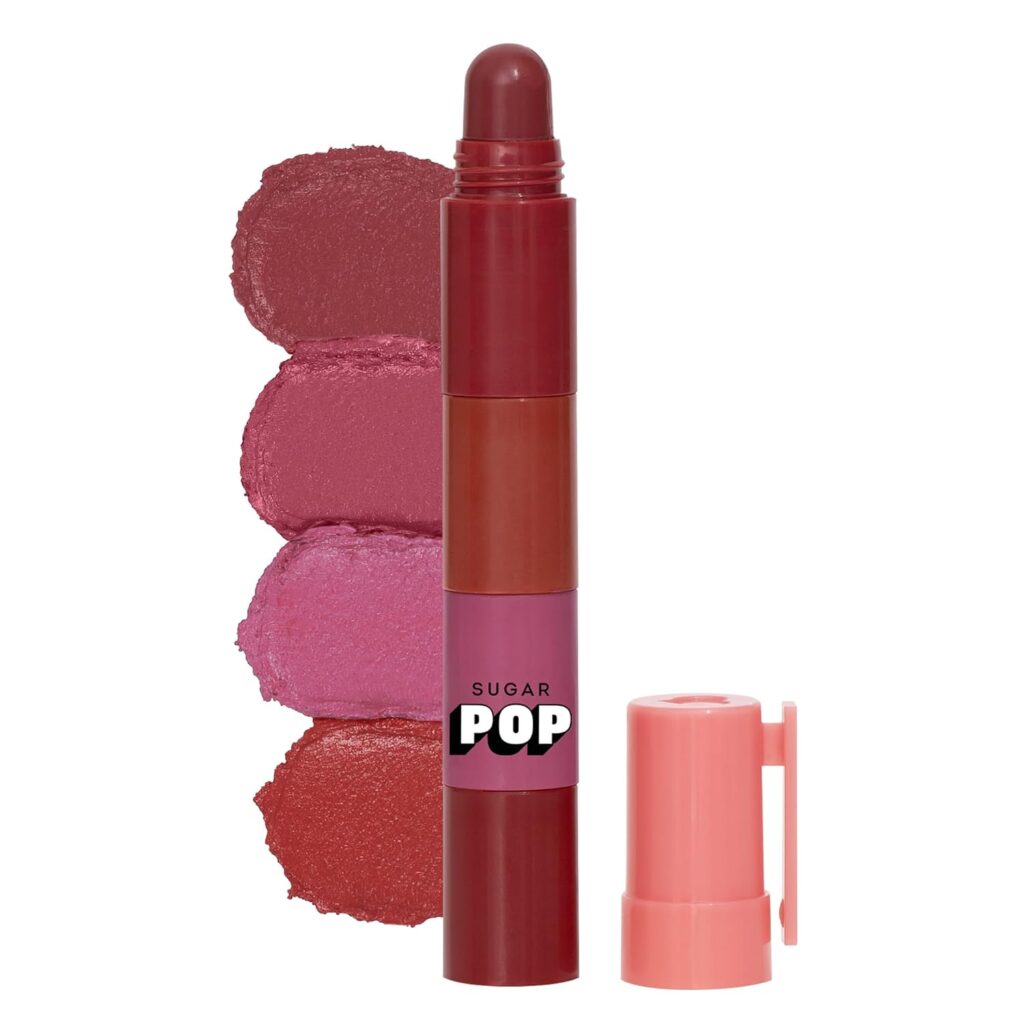 SUGAR POP 4 in 1 Lip Twist | Multi-use Stackable Lipsticks for Women | Enriched with Castor Oil | Satin Matte Hydrating Formula | 6.4gm - 03 Bare Perfection