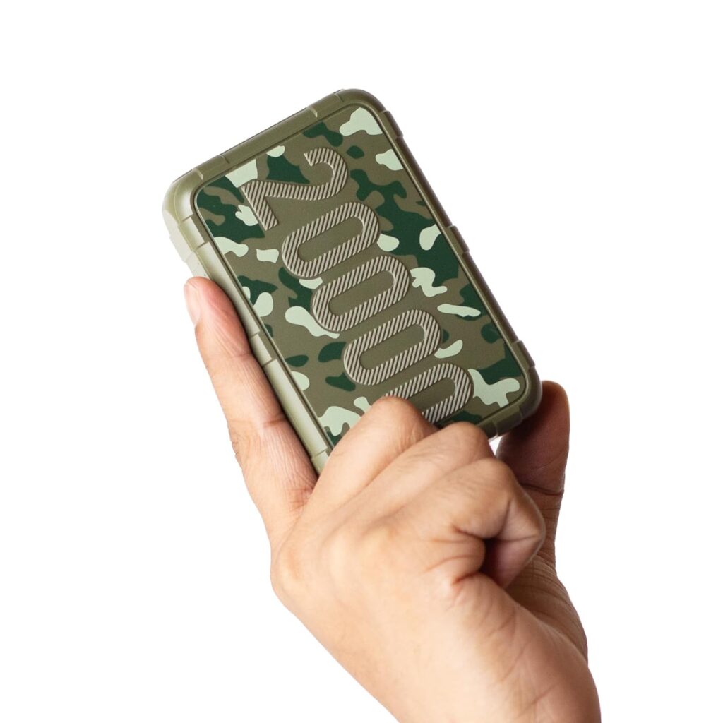 Ambrane 20000mAh Power Bank, Rugged & Compact, 22.5W Fast Charging, Dual USB Type-C Input Output, PD & Quick Charge, Travel-Friendly Compatible with iPhone, Samsung, Android (Force 20K, Dark Green)