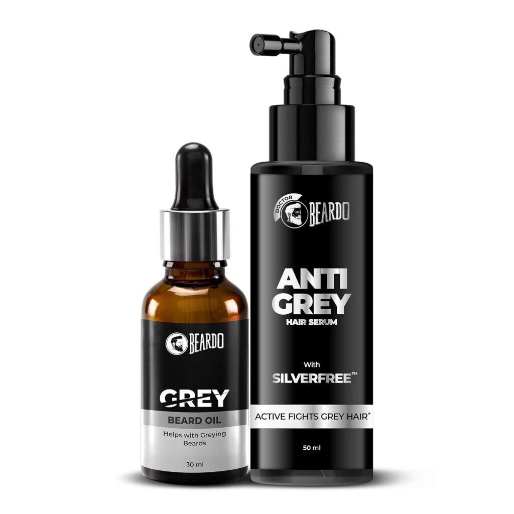 Beardo Anti-Grey Duo for Men | Anti-Grey Hair Serum & Beard Oil | Solution to Reverse Premature Greying of Hair & Beard | Helps with Greying Beard & Hair | Kit for Men- Set of 2