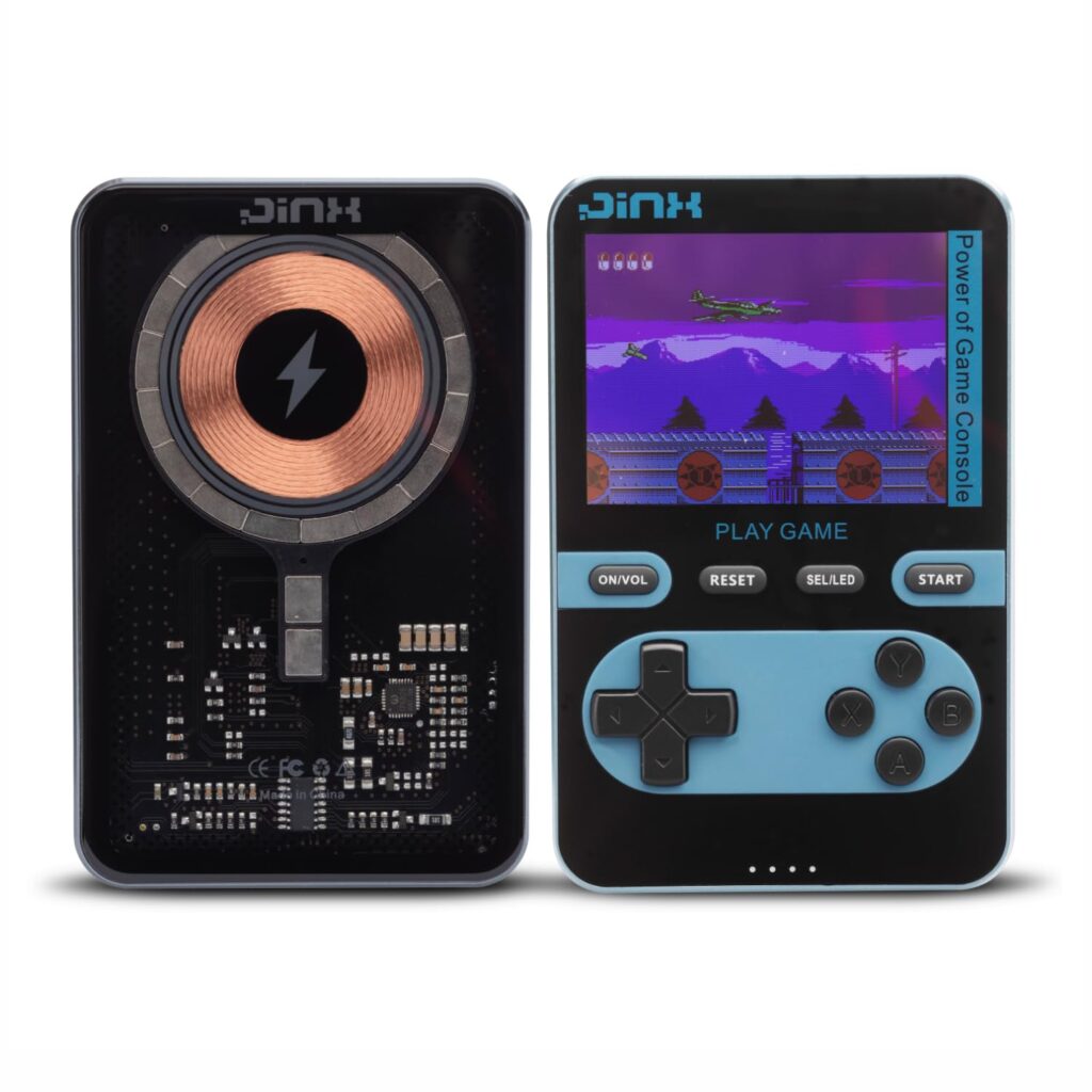JINX Alpha Pro Wireless Magnetic Powerbank with Retro Video Game|Classic Built-in Retro Games with Powerbank|8000mAh 15W Magsafe Compatible Power Bank Fast Charging for iPhone, Android (Blue)