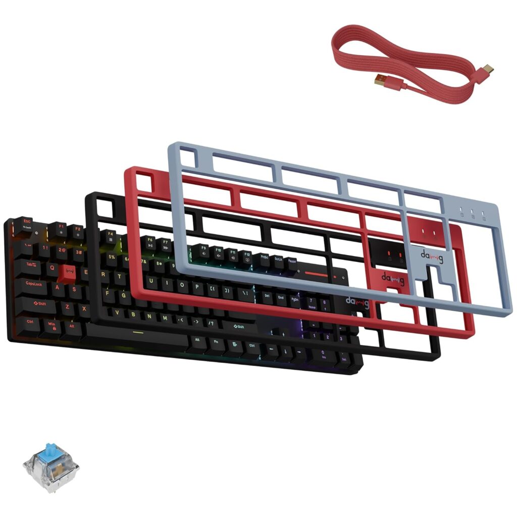 daWg Highkey 685, Anti-Ghosting Wired Mechanical 100% Keyboard, RGB, daWg Glacier Tactile Switches, 3 Swappable Panels, Double-Shot PBT Key, 1000Hz Polling Rate, Advance Software, 1.8m Braided Cable