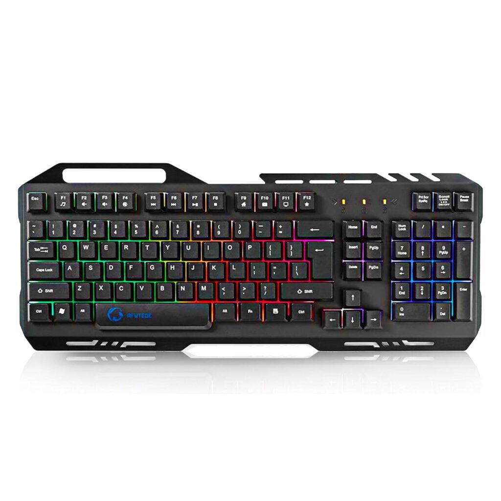 Amigo Nedis RGB Illumination Keyboard | Backlit Metal Wired Keyboard| with USB 2.0 | US International Layout (Black)