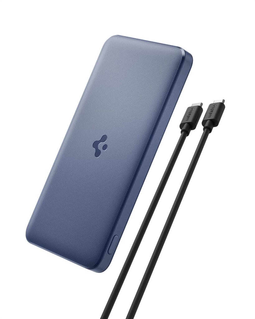 Spigen ArcPack 10000mAh Power Bank, PD3.0, Fast Charging, 22.5W Max Output, 2 Type-C Ports, 1 USB-A Port - (ABS+PC, Navy Blue)