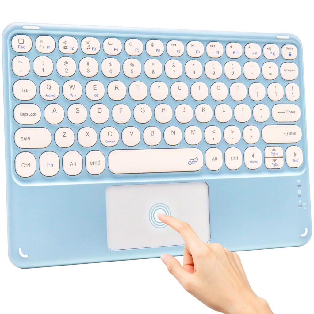 JAMBUVANTI 1Pack, Bluetooth Keyboard with Touchpad, Portable Keypad with Trackpad for iPad iOS Android Windows Tablets PC Smartphone Universal - Multicolor