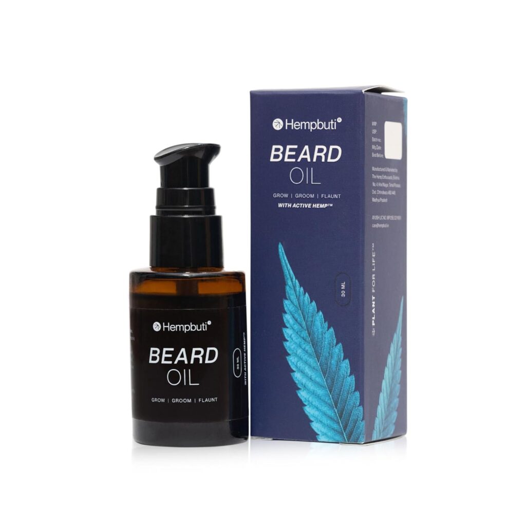 Hempbuti Non-Sticky Beard Oil for Men, 30 ml | Daily Repair Hemp Beard Oil for Healthy, Thicker, Shiny, Nourished and Longer Beard | Promotes Growth to Uneven and Patchy Beard | With Argan and Hemp Oil