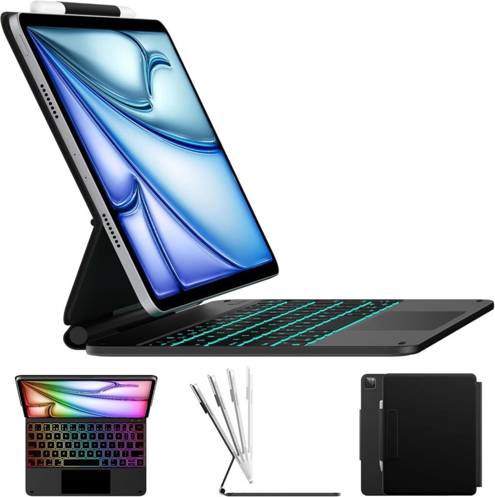 typecase Edge Keyboard case for iPad Air 11 inch (M3/M2, 2025/2024), iPad Pro 11 (4th/3rd/2nd/1st Gen) & iPad Air 5th/4th Gen, Magic Case,Floating Cantilever, Precision Multi-Touch Trackpad (Black'25)