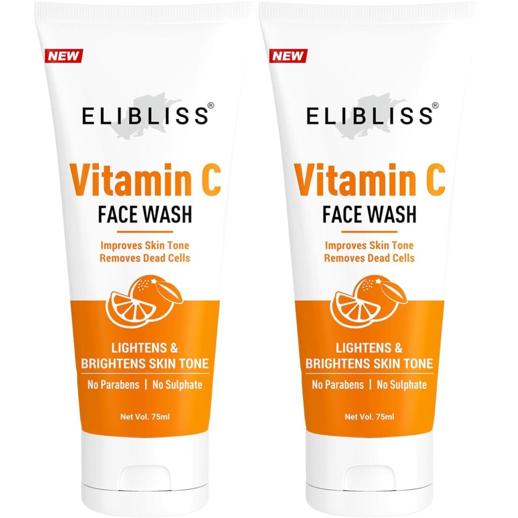 ELIBLISS Vitamin C Face Wash for Face Brightening, Clean & Glowing Skin Toxin, SLS and Paraben Free Pack of 2