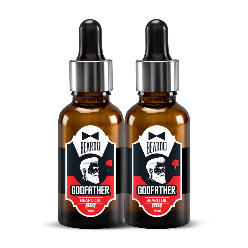 Beardo Godfather Lite Beard and Moustache Oil (30 ml x Pack of 2) | Beard Oil for men | Non-Sticky, Light; Almond Oil, Aloe vera, Vitamin E, Shiny Nourished Beards