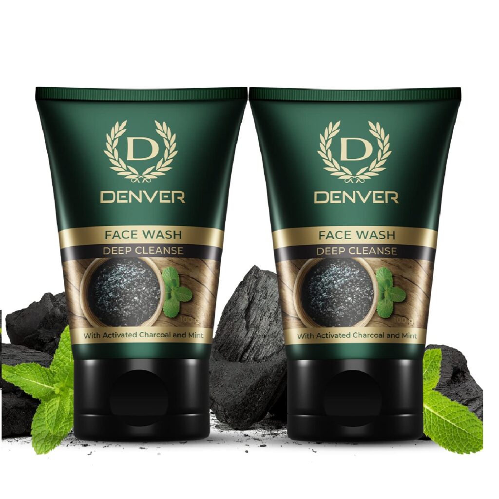 DENVER Deep Cleanse Face Wash - 100GM Each (Combo Set Of 2) | Deep Pore Cleaning Charcoal Face Wash for Men | Fights Acne and Pollution | All Skin Type