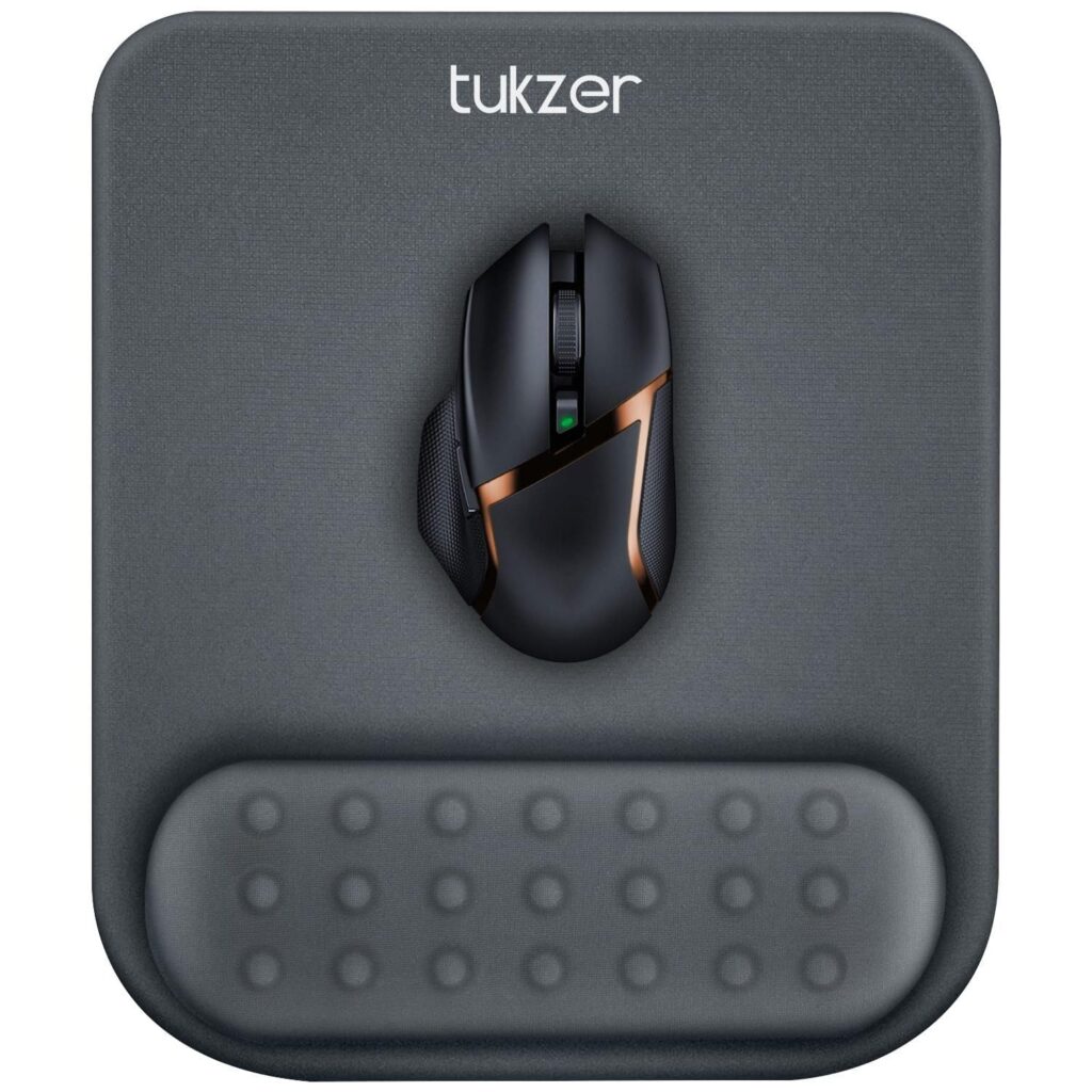 Tukzer Gel Mouse Pad Wrist Rest Memory-Foam Ergonomic Mousepad| Cushion Wrist Support & Pain Relief| Suitable for Gaming, Computer, Laptop, Home & Office Non-Slip Rubber Base (Grey)