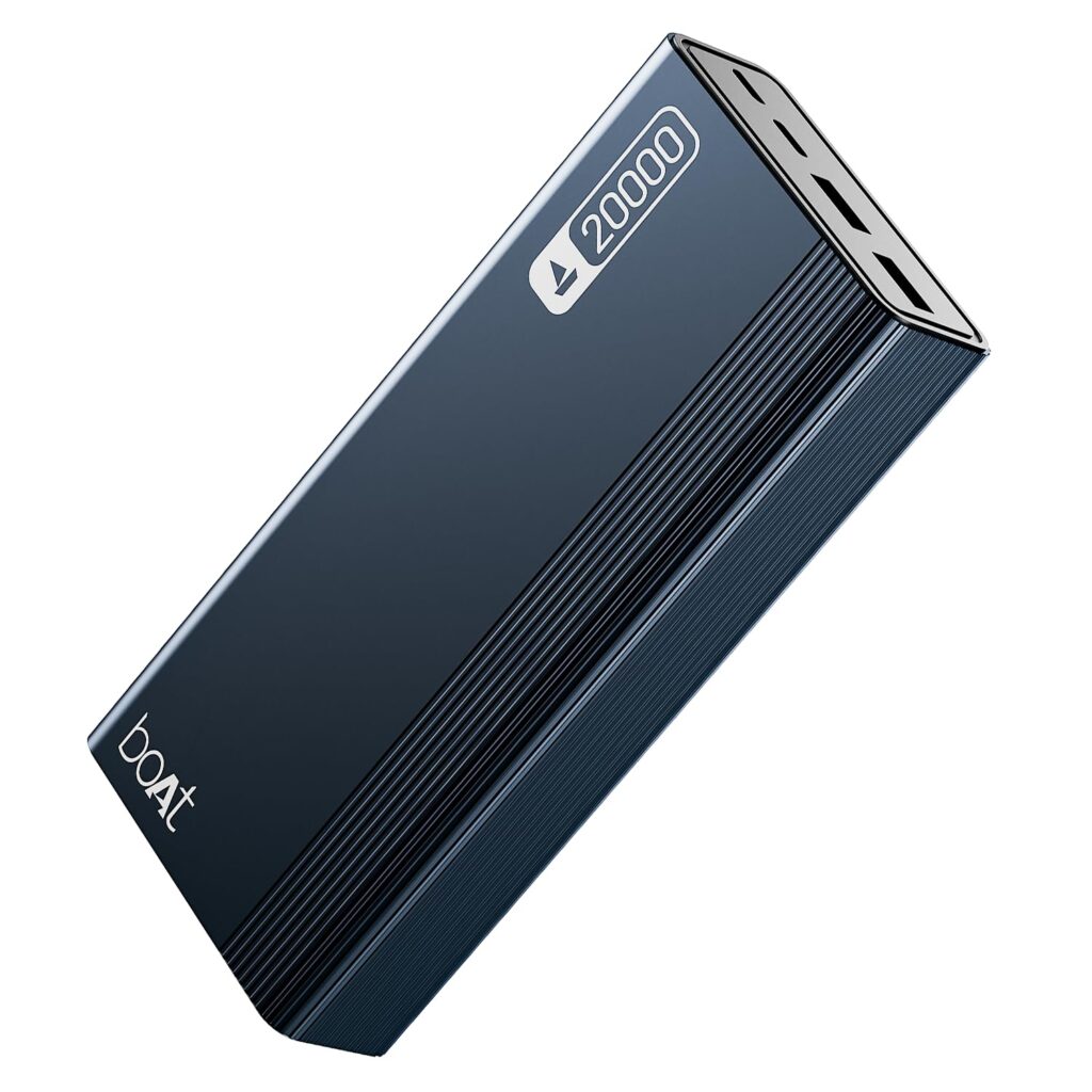 boAt Energyshroom PB401 20000mAh Power Bank| Micro USB and Type C (2-Way Input Ports), 22.5W, 3X Output Ports, Compatible with Tablets, Smartphones, Earbuds, Smartwatch (Midnight Blue)