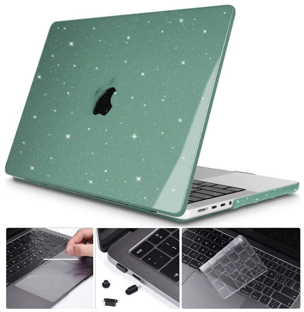 MOCA Case for New MacBook Air 13.6-inch (M4 A3240, M3 A3113, M2 A2681) with Touch ID, 2025 2024 2022 Release – M2 M3 M4 Air 13 Laptop Protective Plastic Hard Cover (Sparkly Matcha)