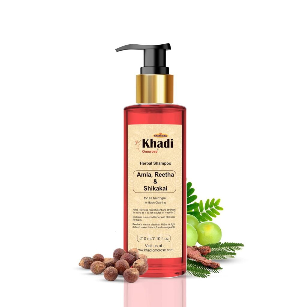 KHADI Omorose Herbal Amla and Reetha & Shikakai Shampoo,210ml