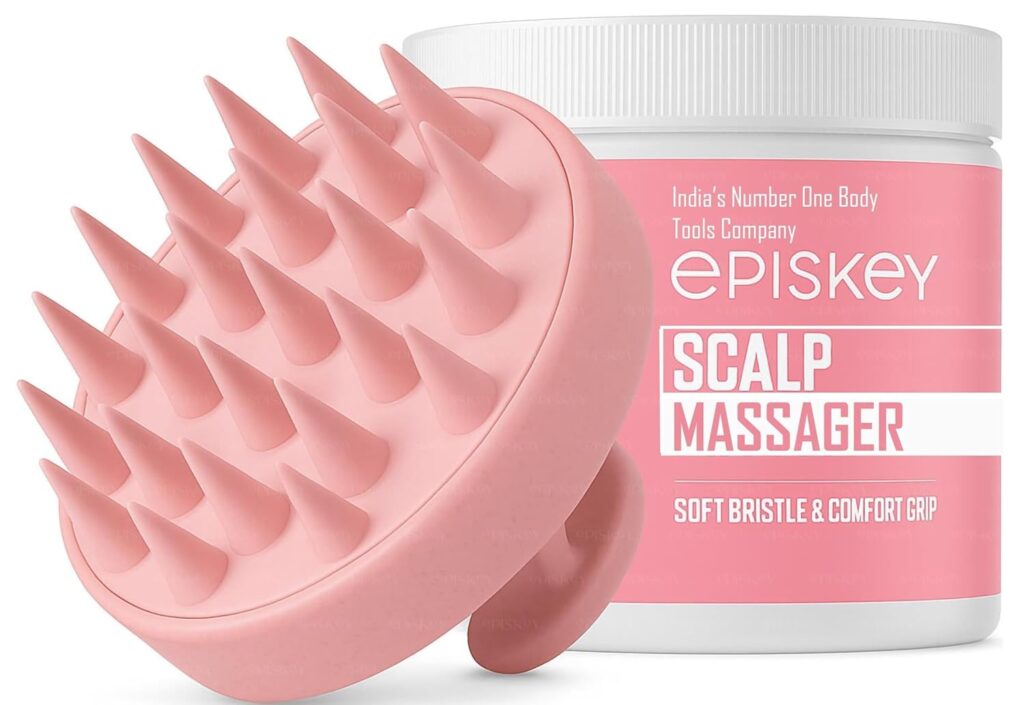 Episkey Scalp Massager Shampoo Brush, Eco-friendly Wheat Straw body with Soft Silicon Bristles, Hair Scalp Scrubber & Exfoliator | Dandruff Removal, Prevents Hair loss for Men, Women (JP35)