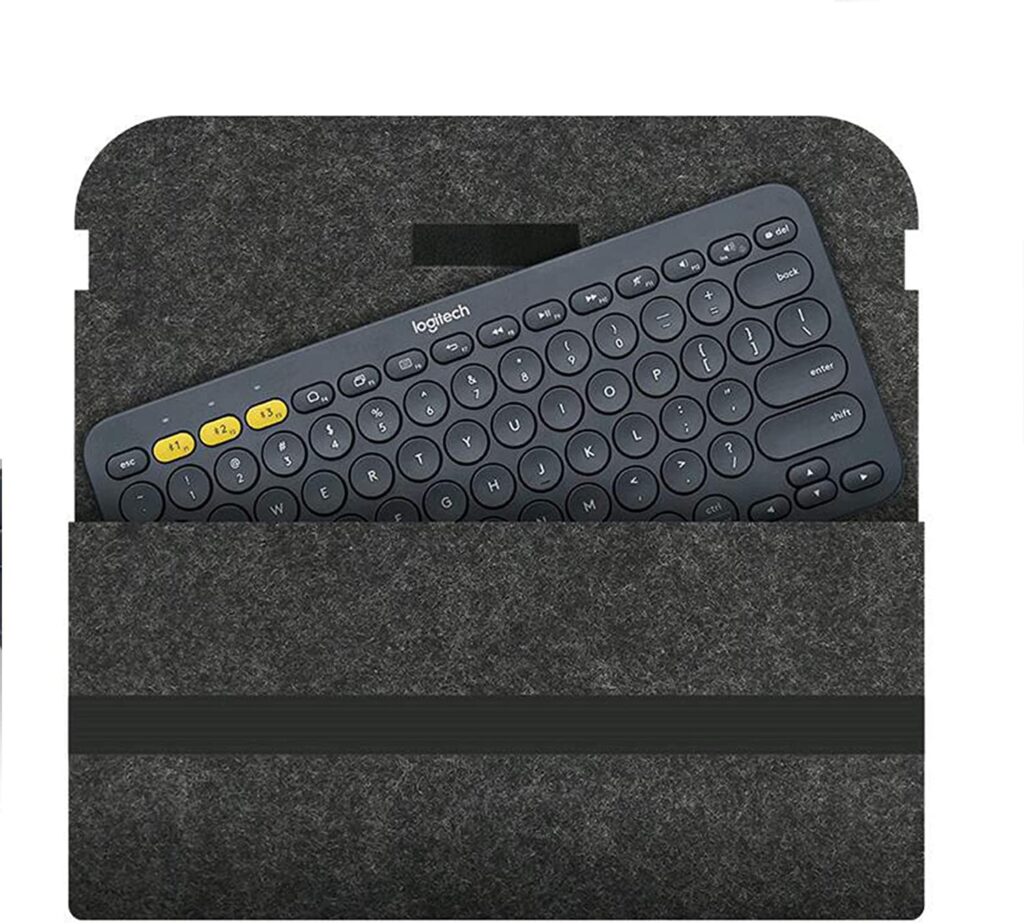 GREENSHEEP Felt Sleeve for Logitech K380 Bluetooth Multi-Device Wireless Keyboard - Travel Case for Office - Dark Grey (Keyboard Not Included)