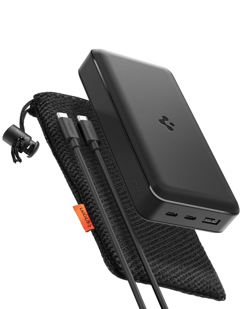 Spigen ArcPack 30000mAh Power Bank, PD3.0, PPS, Fast Charging, 30.0W Max Output, 2 Type-C Ports, 1 USB-A Port - (ABS+PC, Black)